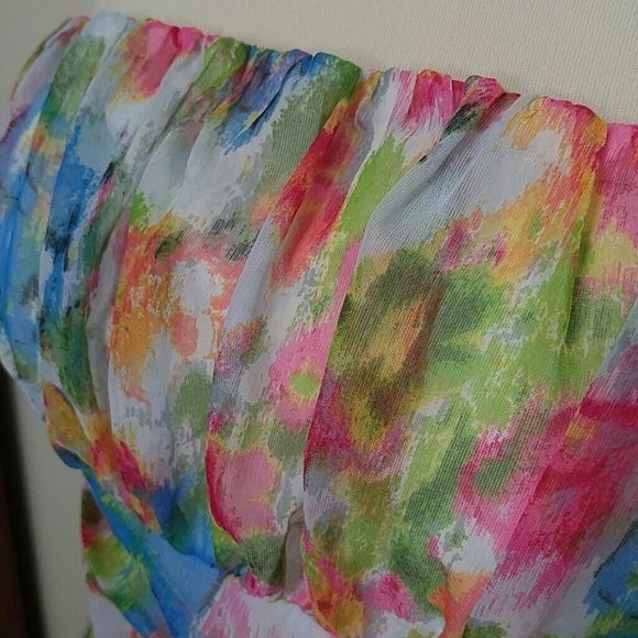 Steve Madden strapless floral watercolor dress size large - Picture 2 of 5